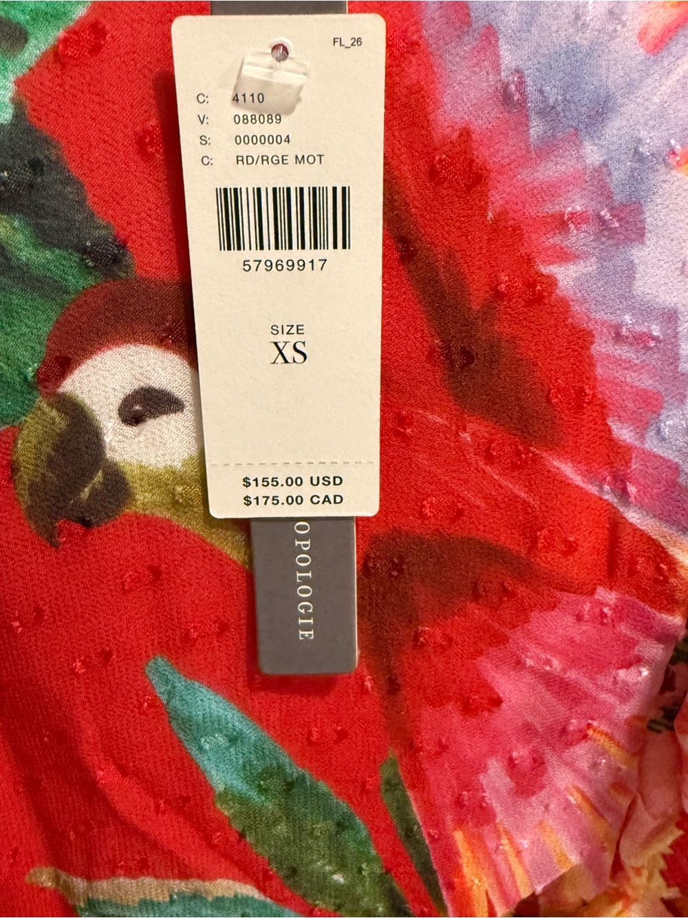 NWT Farm Rio Red Tropical Ruffle Blouse XS - Picture 4 of 6